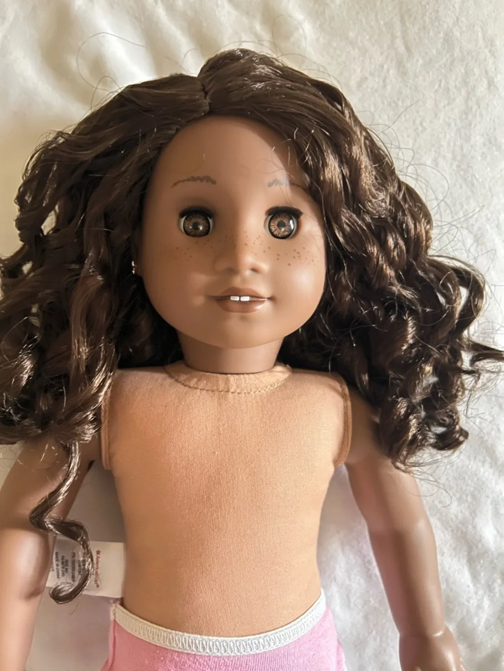 American Girl CYO Sonali Mold- Brown Curly-Haired Doll with Freckles - Picture 1 of 5